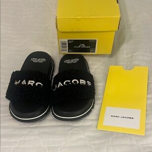 Marc Jacobs Black Sandals Plush Slip-On